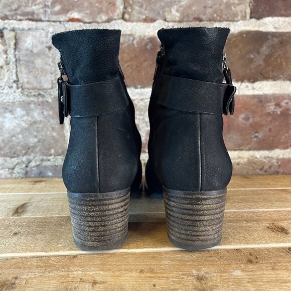 Paul Green Dallas Distressed Black Nubuck Ankle Bootie Size 8 - Picture 4 of 9